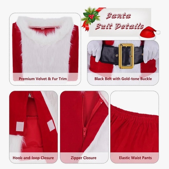 Santa Claus Costume adult - Red and White - Picture 2 of 4